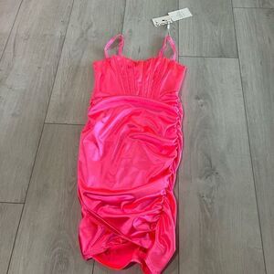 LINJOU Womens Satin Sweetheart Neckline Wrap Bodycon Backless Corset Dress Club